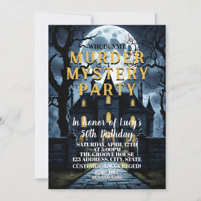 whodunit murder mystery detective cold case party invitation (Front)