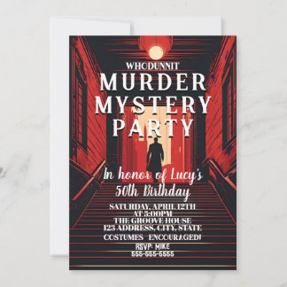 whodunit murder mystery detective dinner party invitation