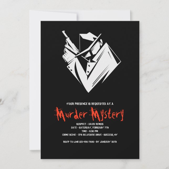 Whodunit Mystery Murder Invitation (Front)