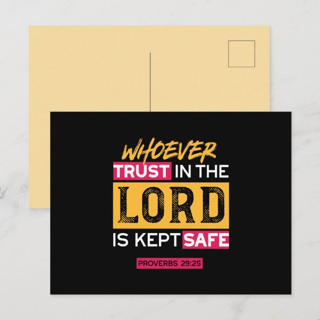 Whoever Trusts in the Lord Is Kept Safe Quote Holiday Postcard (Front/Back)