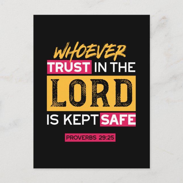 Whoever Trusts in the Lord Is Kept Safe Quote Postcard (Front)