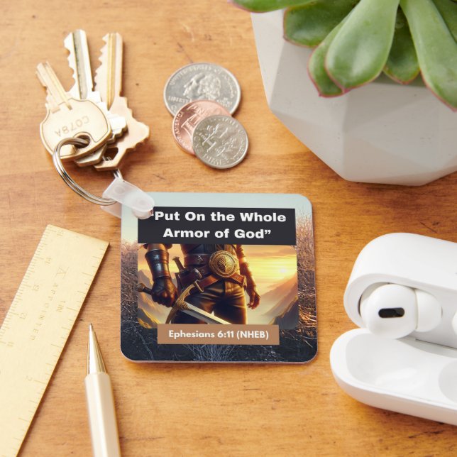 Whole Armour of God - Square Metal Keychain (Desk)