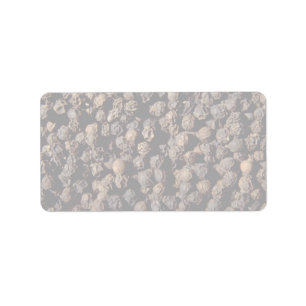 Whole black pepper corns label