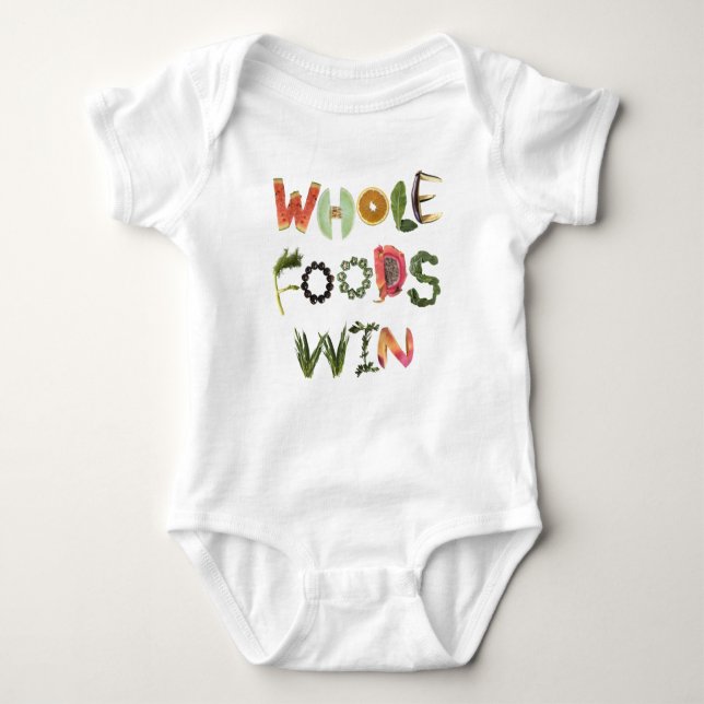 Whole Foods Win - Heathy reminder Fruits & Veggies Baby Bodysuit (Front)