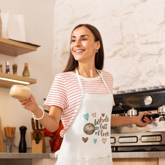 Whole Latt Of Love Apron (Give a whole latt of love with this cute apron! Perfect for Valentine's Day!)