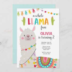 Whole llama fun birthday invitation Alpace Fiesta