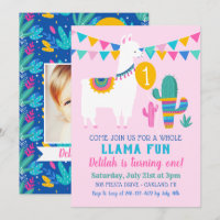 Whole Llama Fun Cactus Pink Birthday Photo