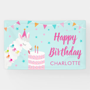Whole Llama Fun Cake 2nd Birthday Aqua Banner
