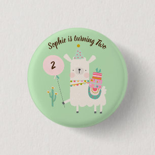 Whole Llama Fun Lime Green Birthday Party 3 Cm Round Badge