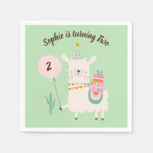 Whole Llama Fun Lime Green Birthday Party Napkin