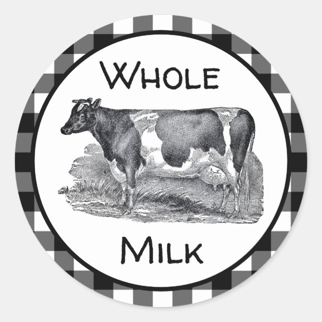 Whole Milk Label Black and White Gingham (Front)