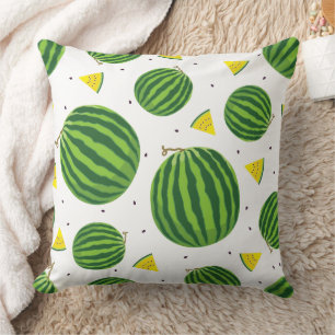 Whole Watermelons & Yellow Wedges Pattern Cushion