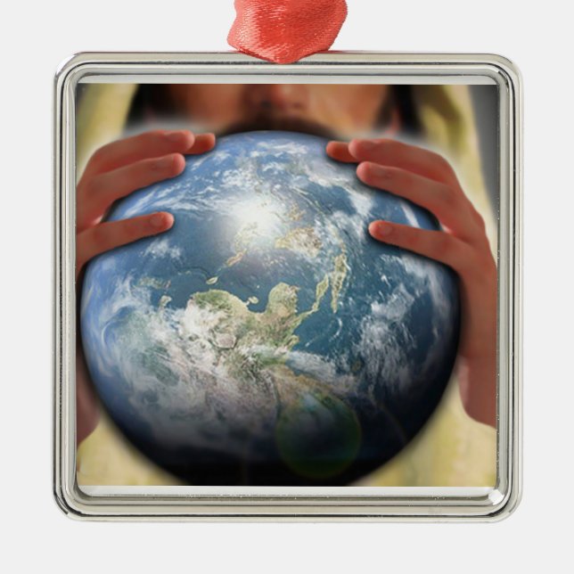 Whole World in His Hands Metal Ornament (Front)