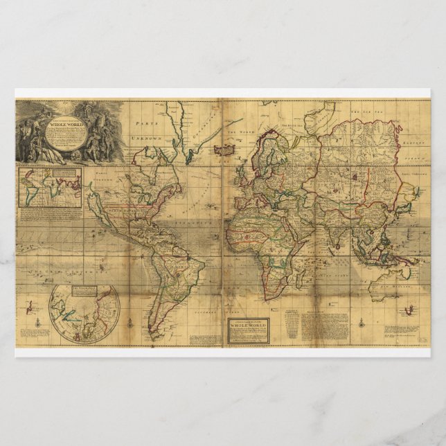 Whole World Map by Herman Moll (1719) (Front)