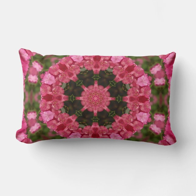 Wholeness l Pink Floral Mandala Lumbar Cushion (Front)