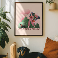 Wholesome Girl Walking Dog Illustration