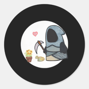 Wholesome Grim Reaper Gardening Art Classic Round Sticker