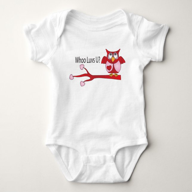 Whoo Loves You Valentine Baby Bodysuit (Front)