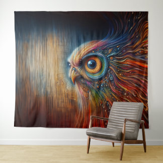 Whooo-Wood Grain Owl Tapestry