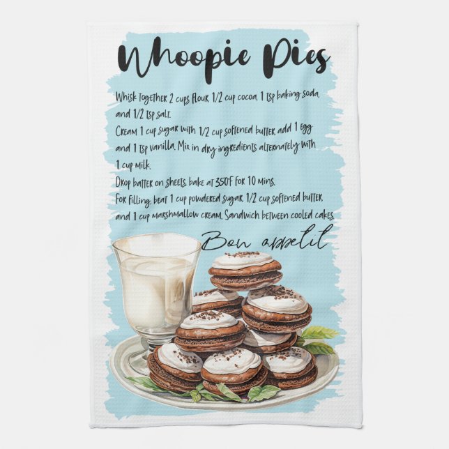 Whoopie Pies Baking Recipe Tea Towel (Vertical)