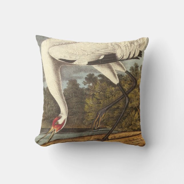 Whooping Crane by Audubon Cushion (Front)