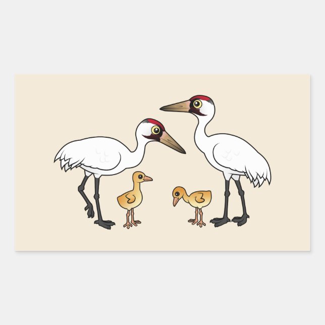 Whooping Crane Family Rectangular Sticker (Front)