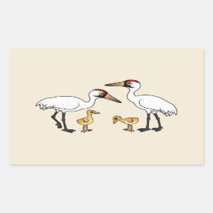 Whooping Crane Family Rectangular Sticker