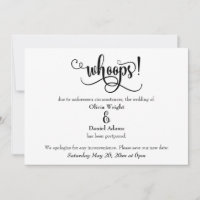 "Whoops!" Humourous Postponed Wedding Announcement
