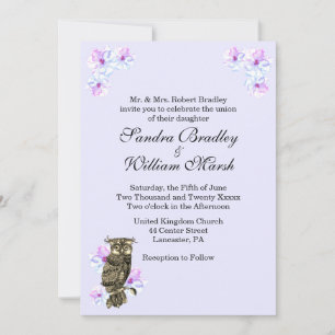 Whoos Getting Married Purple Owl   Invitation