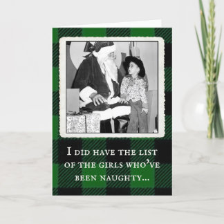 "Who's Been Naughty" Vintage Plaid Christmas Card
