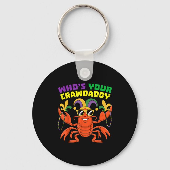 Who's crawdaddy crawfish jester beads mardi gras key ring (Front)
