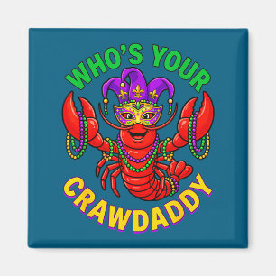 Who's crawdaddy crawfish jester beads mardi gras magnet