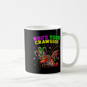 Who's crawgigi crawfish jester beads funny mardi coffee mug