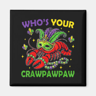 Who's crawpawpaw crawfish jester beads funny mardi magnet