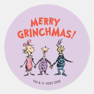 Whos Holding Hands Merry Grinchmas Classic Round Sticker