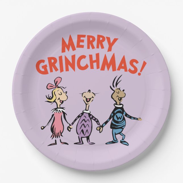 Whos Holding Hands Merry Grinchmas Paper Plate (Front)