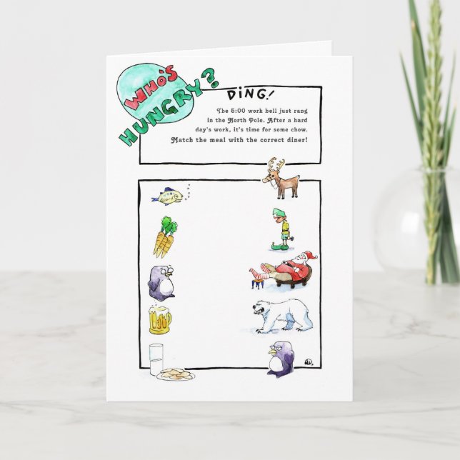 Who's Hungry (Xmas Matching Game) Holiday Card (Front)