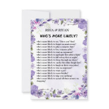 WHO'S MORE LIKELY? WEDDING GAME CARD