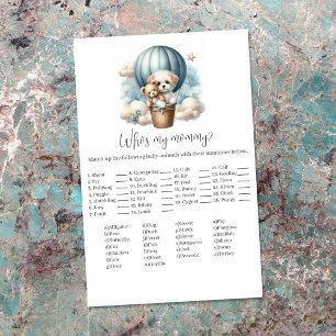 Who's My Mummy Baby Shower Game Card
