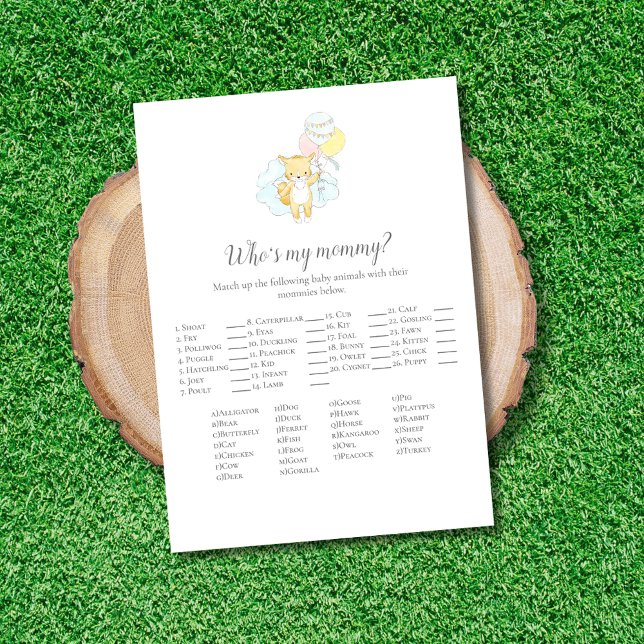 Who's My Mummy Baby Sprinkle Game Card (Creator Uploaded)