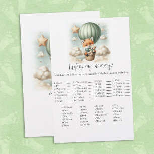 Who's My Mummy Fox Baby Shower Game Card