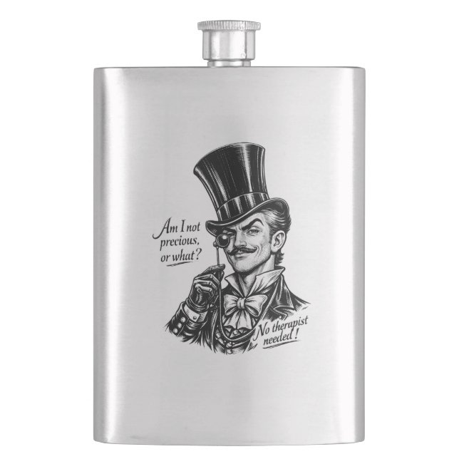 Who's precious?! Witty Lord caricature Hip Flask (Front)