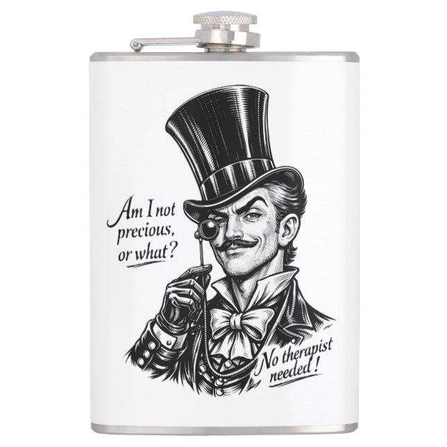 Who's precious?! Witty Lord caricature Hip Flask (Front)