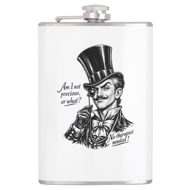 Who's precious?! Witty Lord caricature Hip Flask (Front)