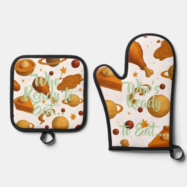 Who's Ready oven mitts set (Front)