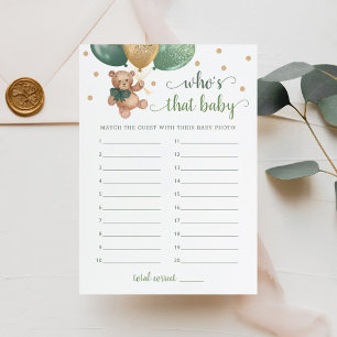 Who's That Baby Photo Baby Shower Teddy Bear Card