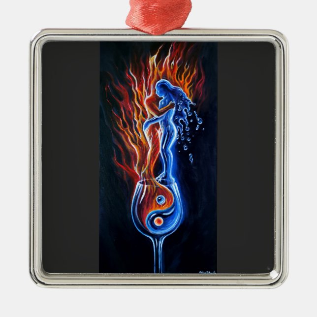 Who's the fire, who's the water metal ornament (Front)