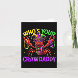 Whos Your Crawdaddy Crawfish Jester Bead Hat Mardi Card