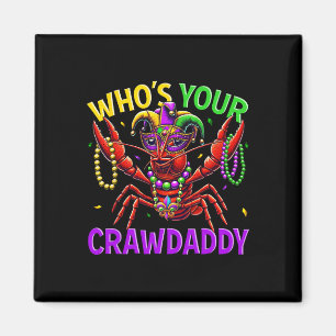 Whos Your Crawdaddy Crawfish Jester Bead Hat Mardi Magnet