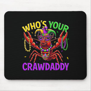 Whos Your Crawdaddy Crawfish Jester Bead Hat Mardi Mouse Pad